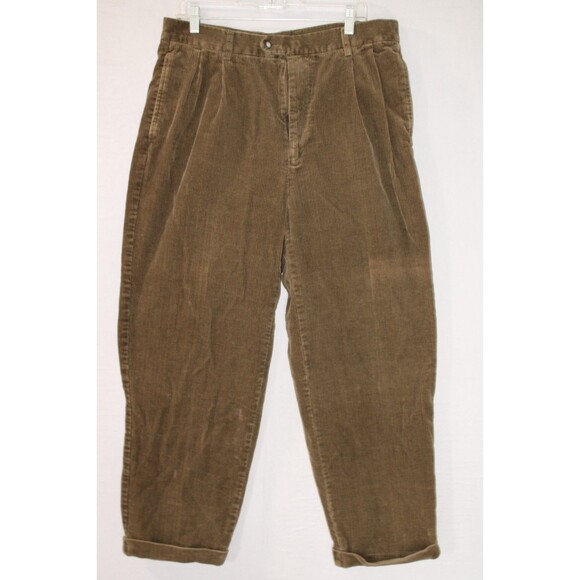 Chereskin Other - Chereskin Pleated Corduroy Pants Mens 36 x 30 Brown 100% Cotton Cuff Hem